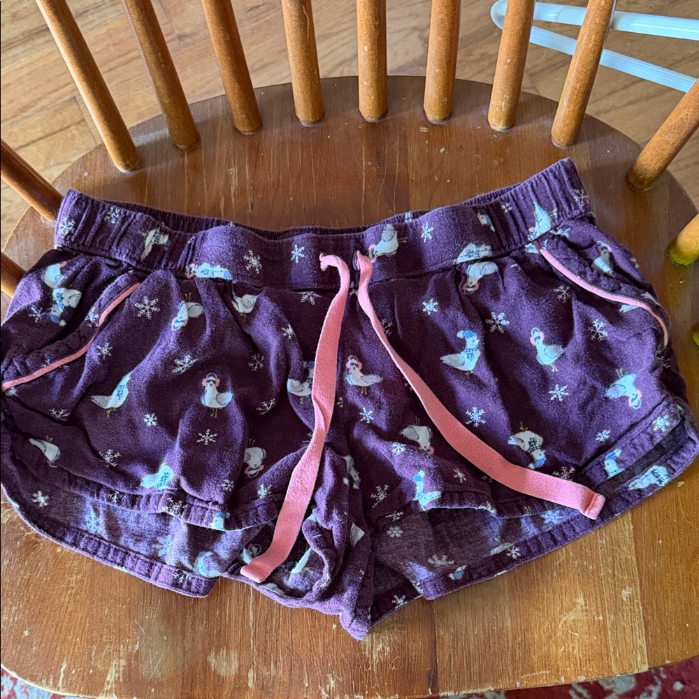 Aerie Maroon Snowman Print Shorts